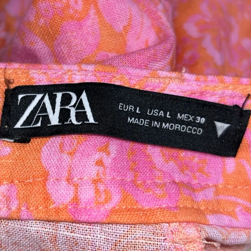 Zara Pink and Orange Floral Pants size large wide leg women’s - Picture 6 of 6